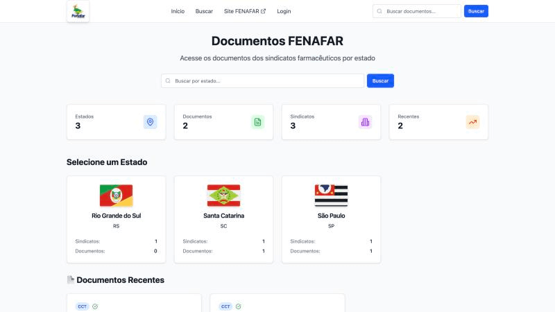 Painel de documentos do sistema CCTS Fenafar